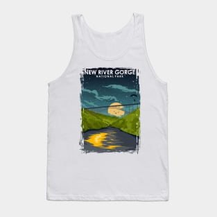 New River Gorge National Park at Night Vintage Minimal Travel Poster Tank Top